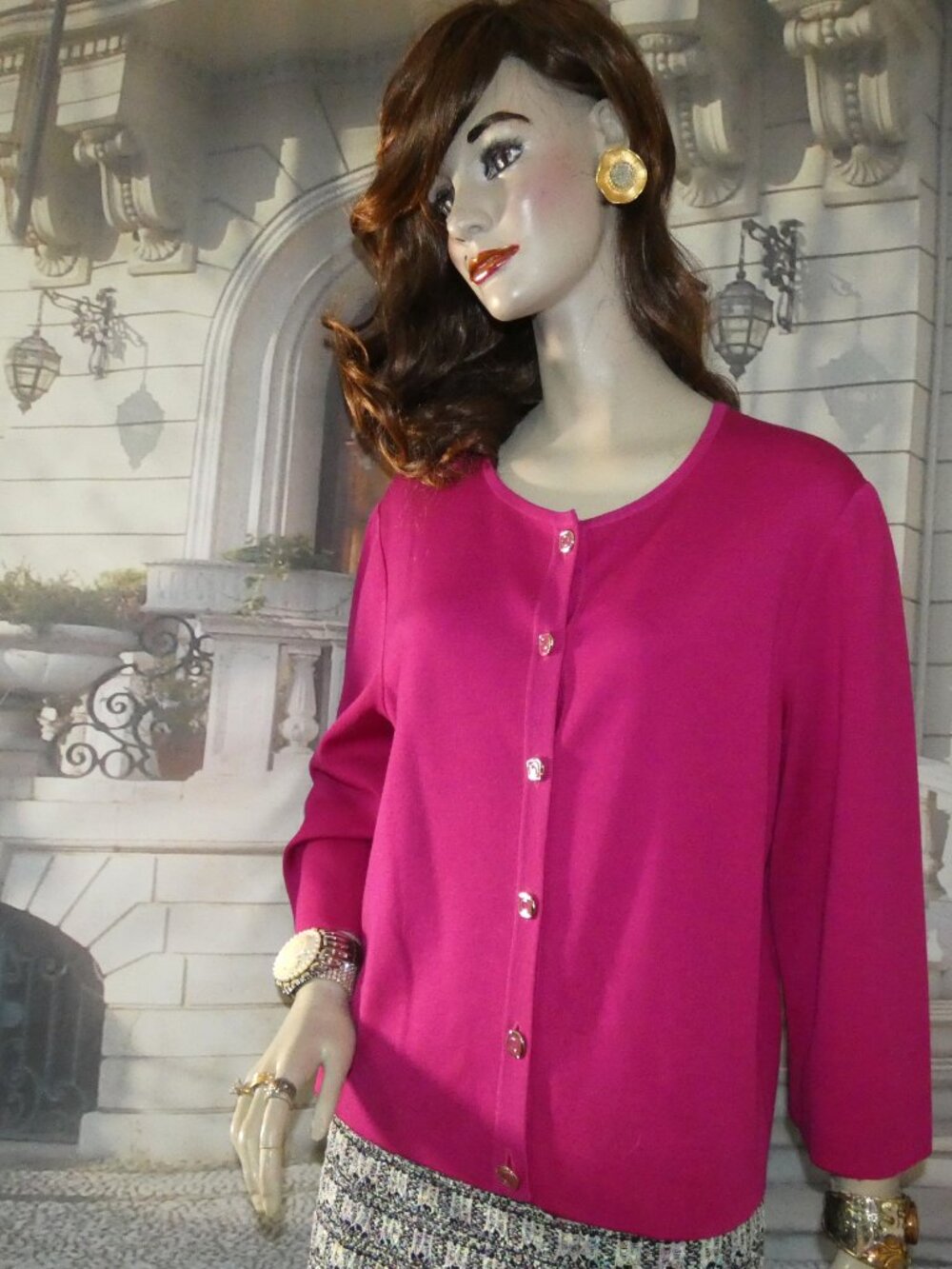 St. John Collection Suit Set Sz 12 Fuchsia Pink SJC Blazer St. John Couture Skrt